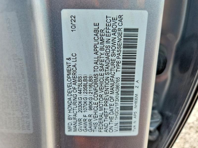 2022 HONDA ACCORD SPORT 13