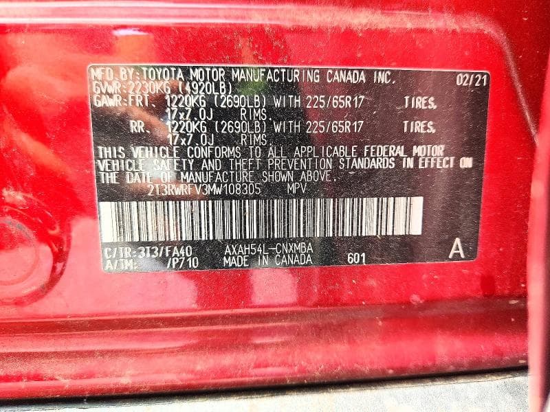 2021 TOYOTA RAV4 XLE 13