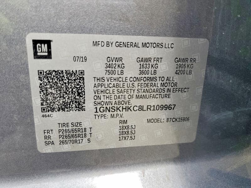 2020 CHEVROLET SUBURBAN K1500 LT 14