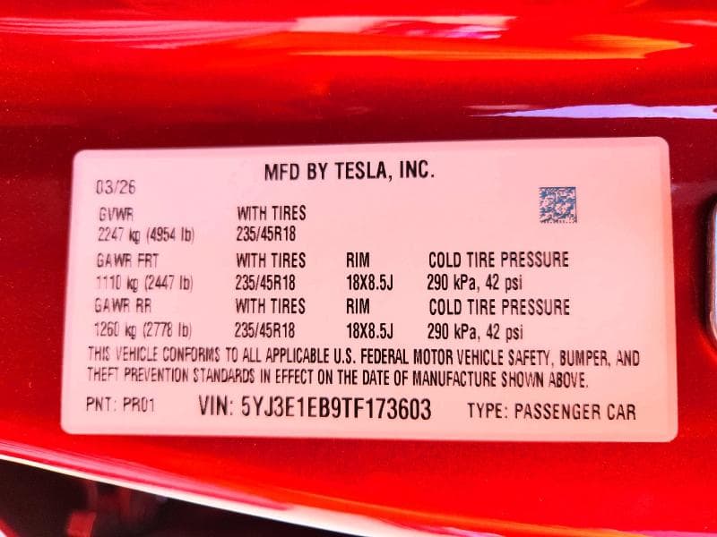 2026 TESLA MODEL 3 13