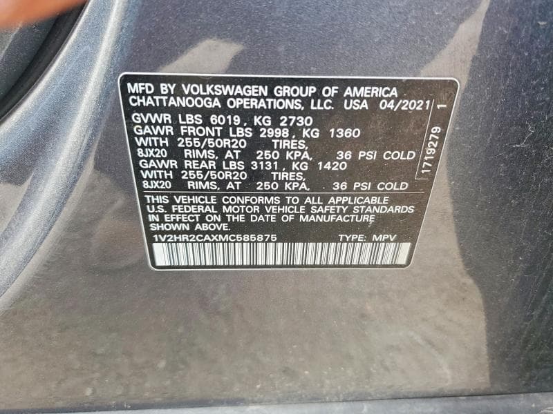 2021 VOLKSWAGEN ATLAS SE SE 13