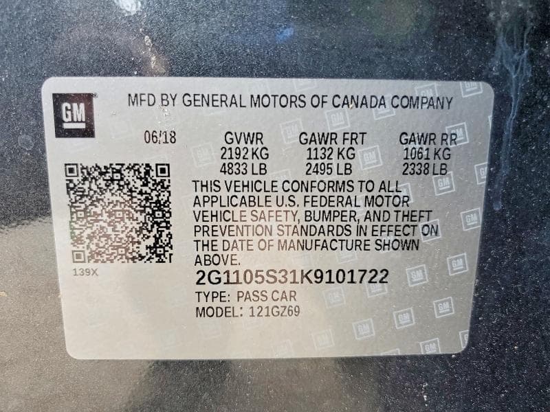 2019 CHEVROLET IMPALA PREMIER 12