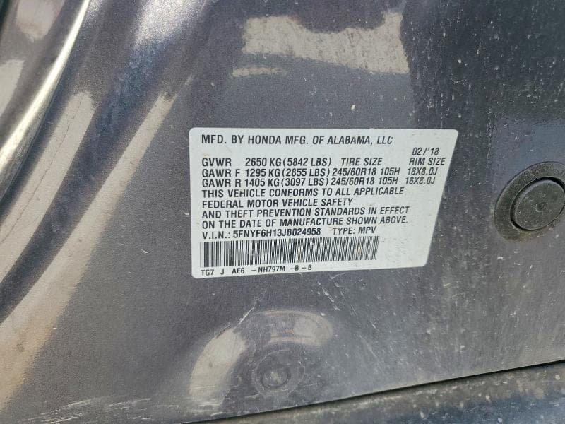 2018 HONDA PILOT 13