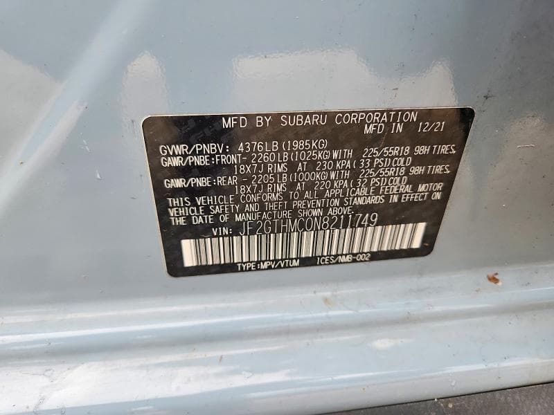 2022 SUBARU CROSSTREK LIMITED 12