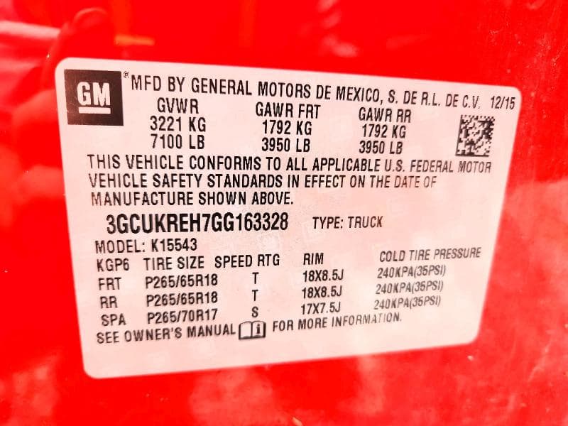 2016 CHEVROLET SILVERADO K1500 LT K1500 LT 12