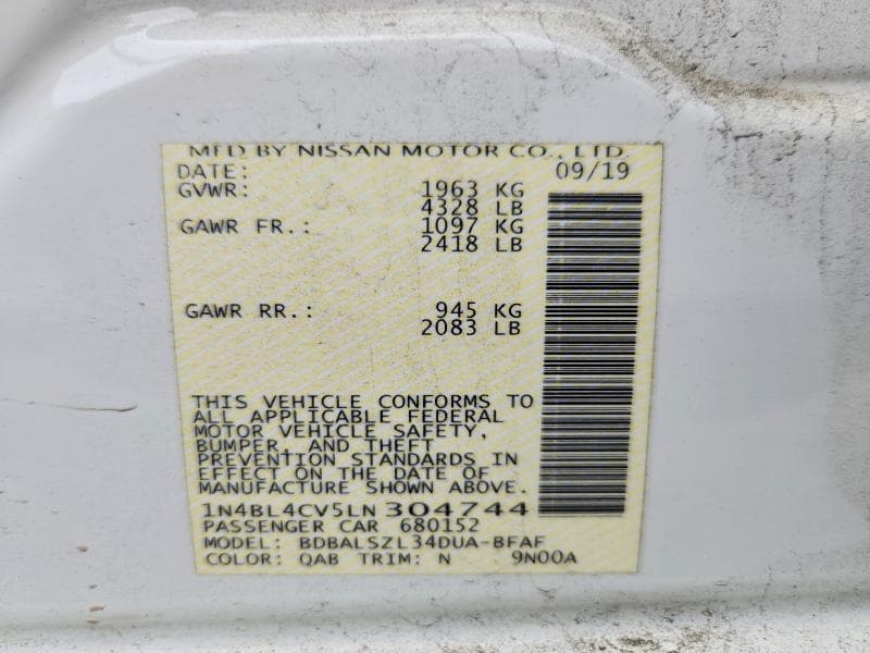 2020 NISSAN ALTIMA SR 12