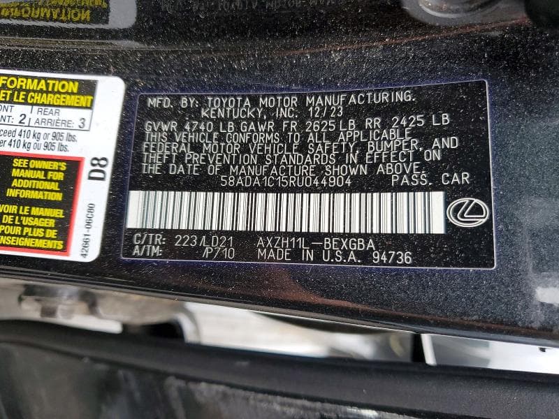 2024 LEXUS ES 300H BASE 12