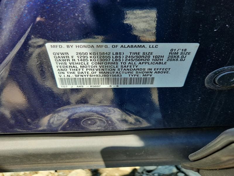 2018 HONDA PILOT TOURING 13