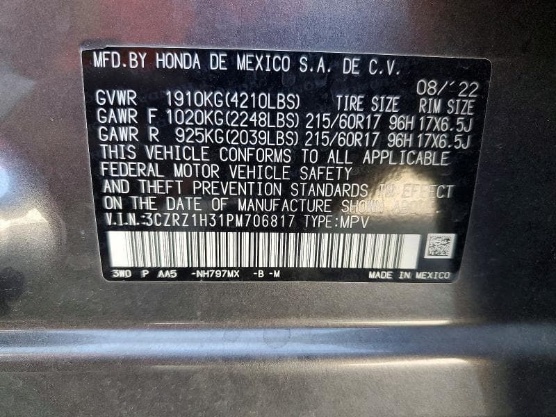 2023 HONDA HR-V LX 14