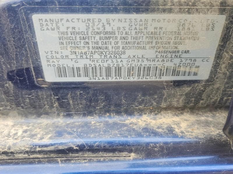 2019 NISSAN SENTRA SV SV 12