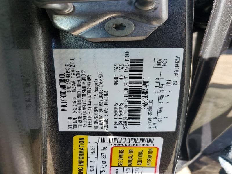2019 FORD FUSION TITANIUM 12