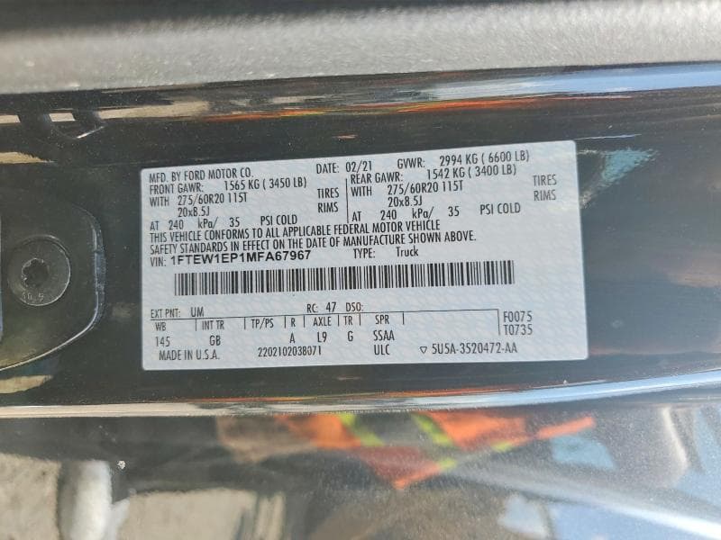 2021 FORD F150 SUPERCREW 12