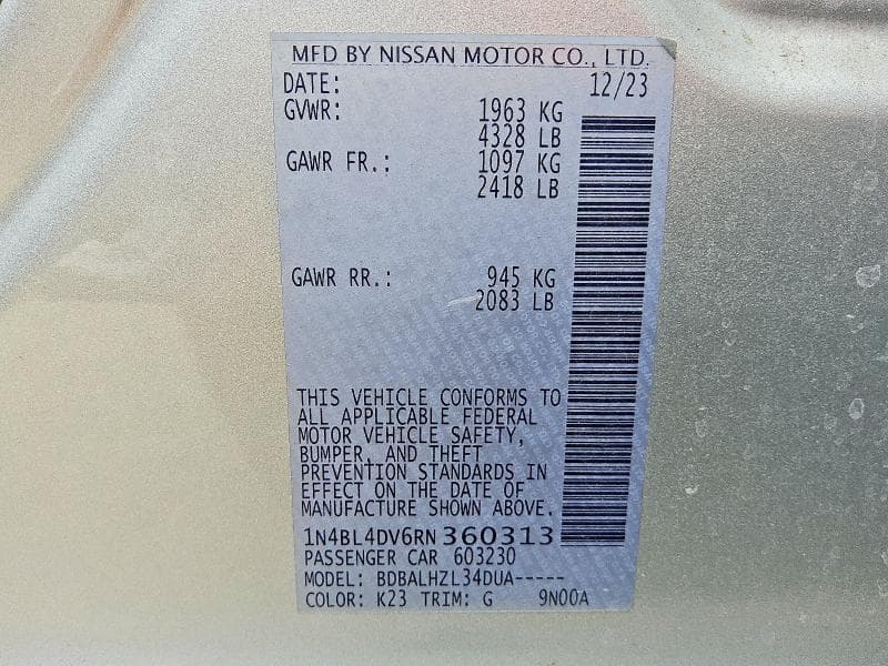 2024 NISSAN ALTIMA SV 12