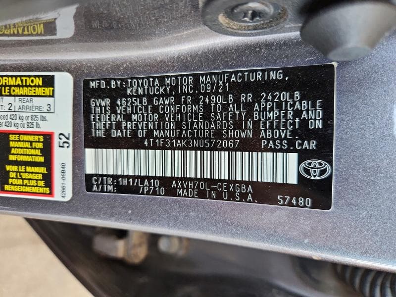 2022 TOYOTA CAMRY XLE XLE 12