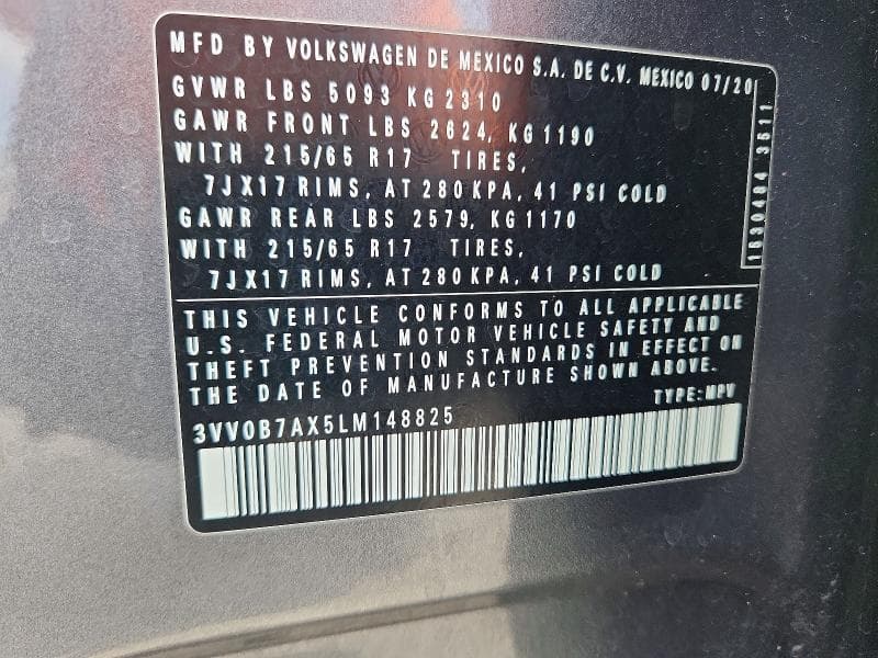 2020 VOLKSWAGEN TIGUAN S S 13