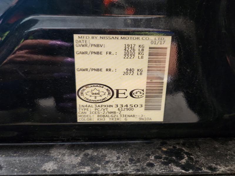 2017 NISSAN ALTIMA 2.5 12