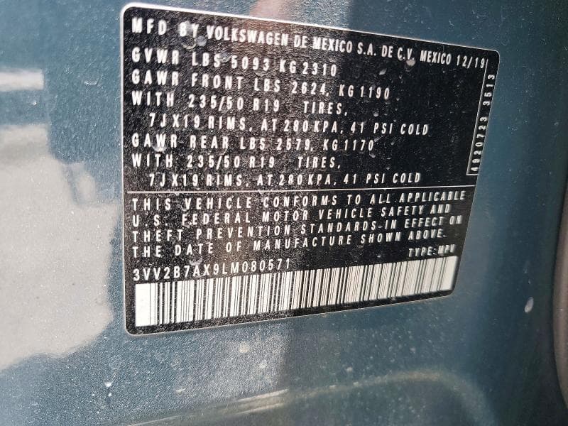 2020 VOLKSWAGEN TIGUAN SE 12