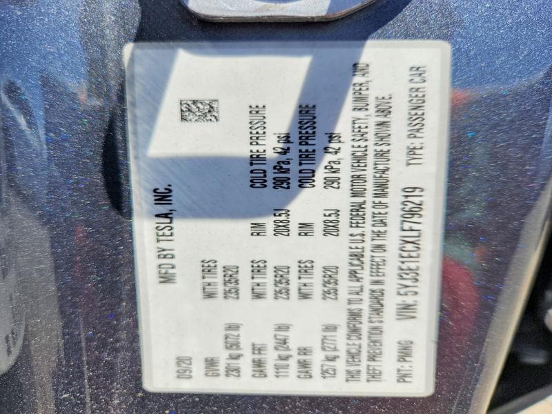 2020 TESLA MODEL 3 12