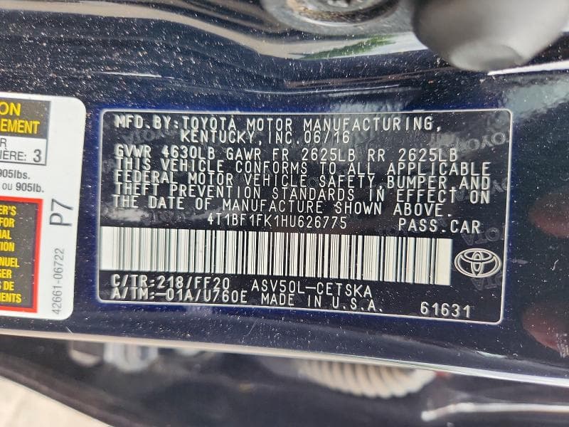 2017 TOYOTA CAMRY SE SE 12