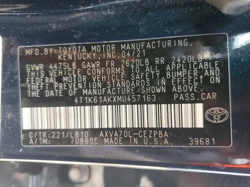 2021 TOYOTA CAMRY XSE XSE 13