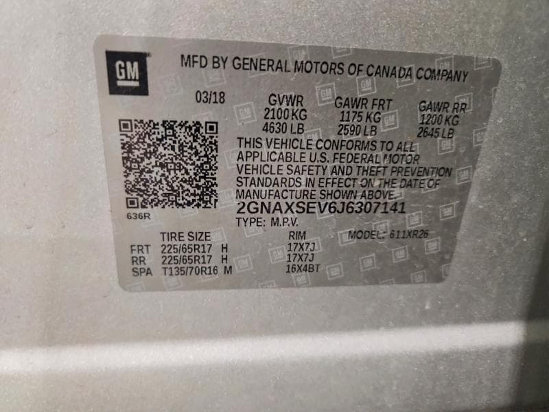 2018 CHEVROLET EQUINOX LT LT 12