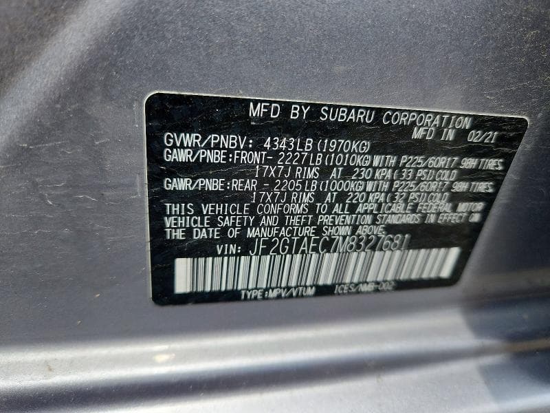 2021 SUBARU CROSSTREK PREMIUM 13