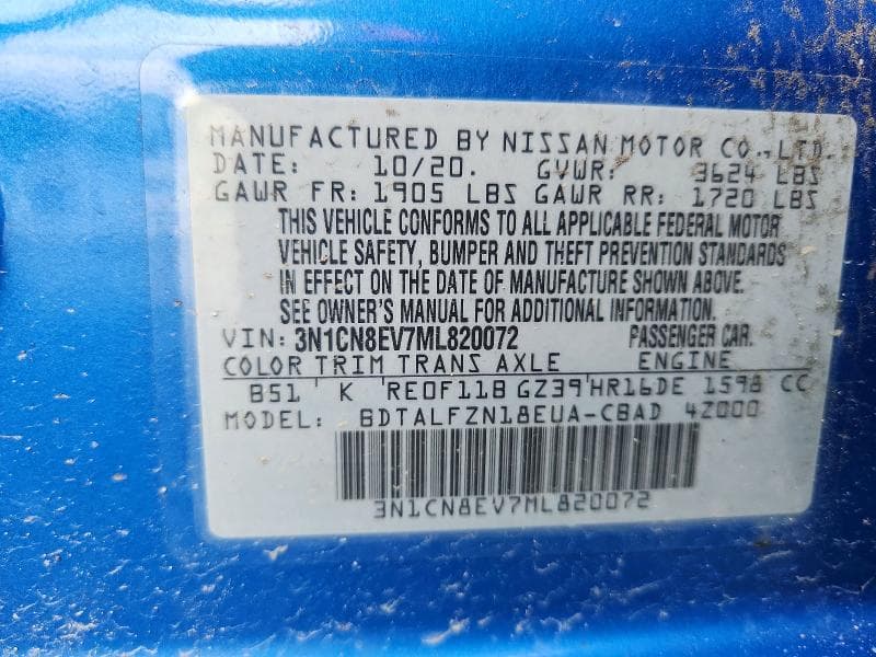 2021 NISSAN VERSA SV SV 12