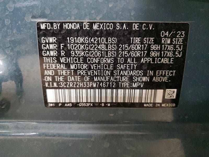 2023 HONDA HR-V LX LX 14