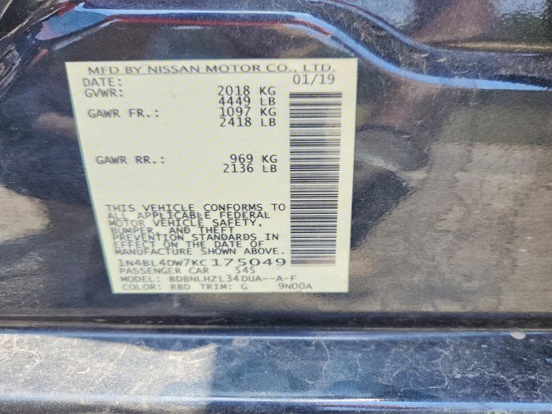 2019 NISSAN ALTIMA SV SV 13