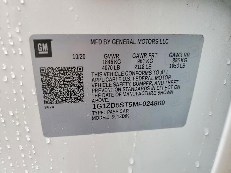 2021 CHEVROLET MALIBU 12