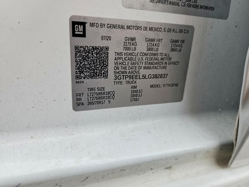 2020 GMC SIERRA K1500 AT4 K1500 AT4 12