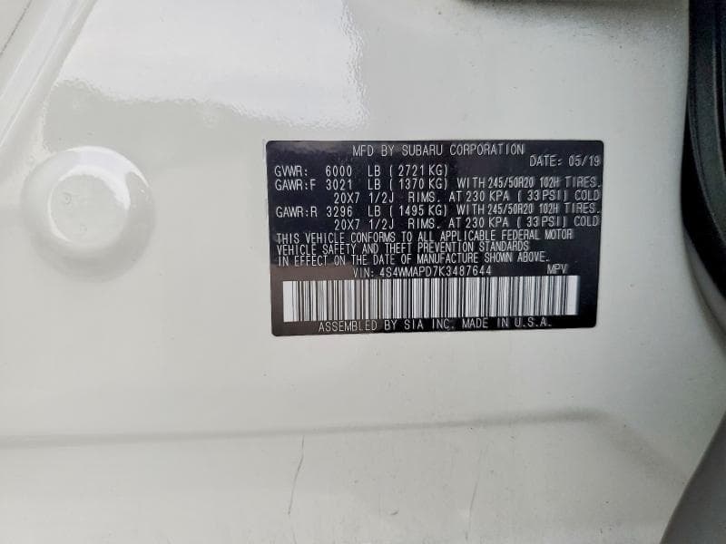 2019 SUBARU ASCENT LIMITED 12