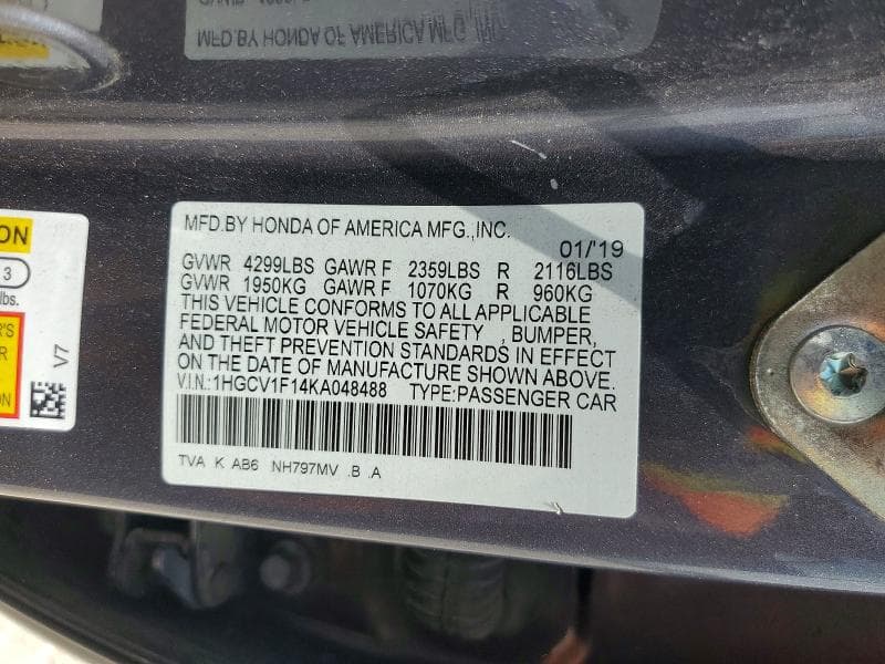 2019 HONDA ACCORD LX LX 12