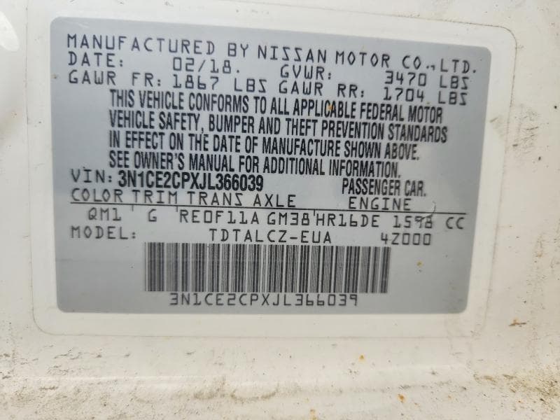 2018 NISSAN VERSA NOTE S 12