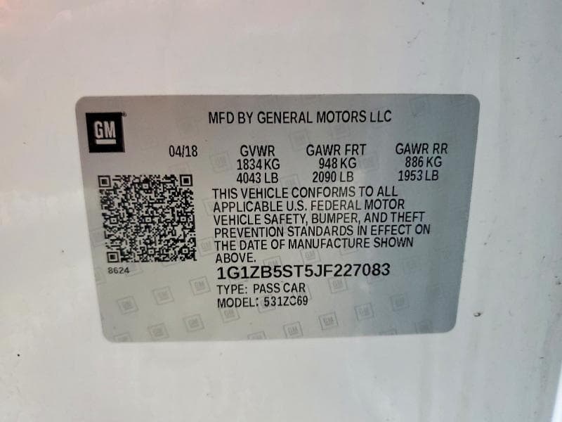 2018 CHEVROLET MALIBU LS LS 12