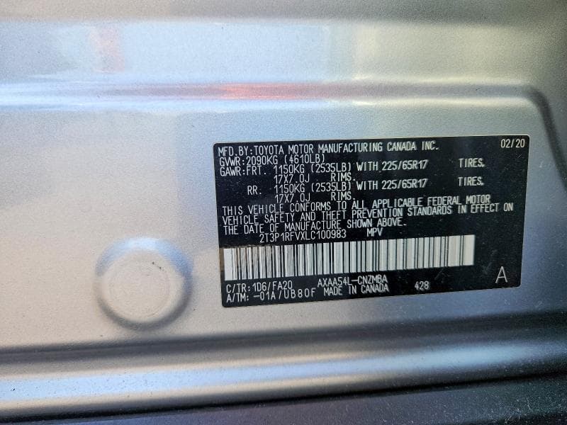 2020 TOYOTA RAV4 XLE 13