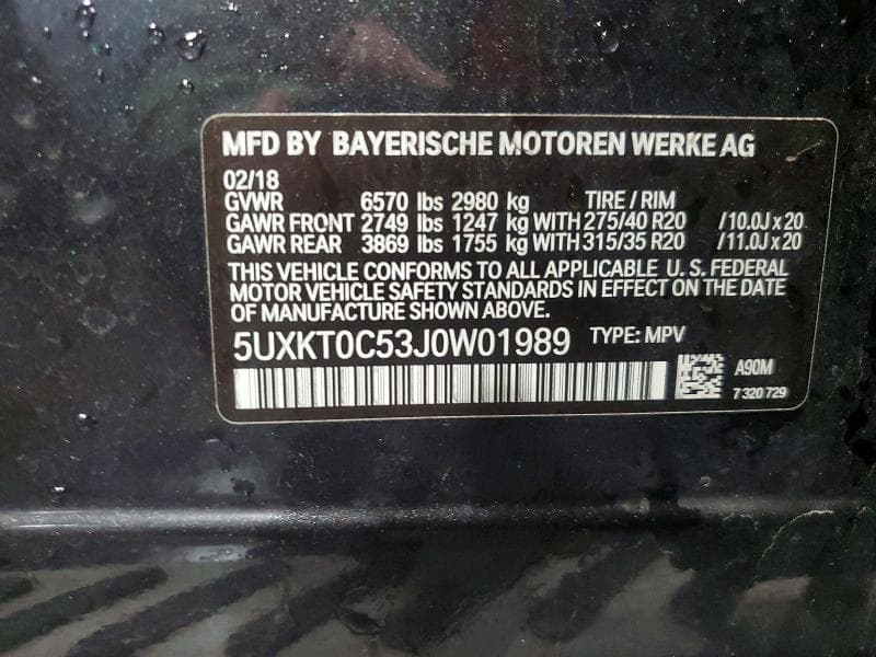 2018 BMW X5 XDR40E XDR40E 12