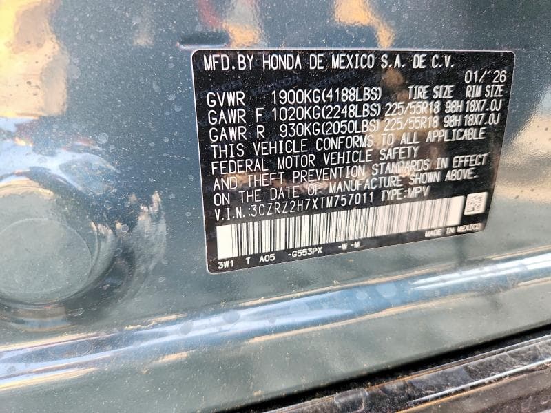 2026 HONDA HR-V EXL 12
