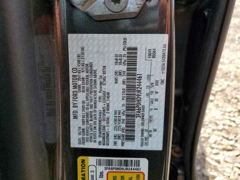 2018 FORD FUSION SE 12
