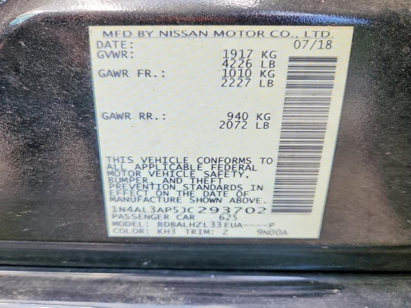 2018 NISSAN ALTIMA 2.5 SR 13
