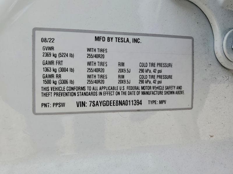 2022 TESLA MODEL Y 14