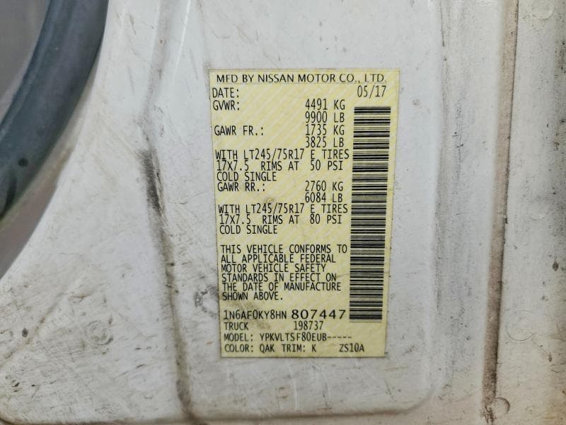 2017 NISSAN NV 3500 HD SL 3500 HD SL 13