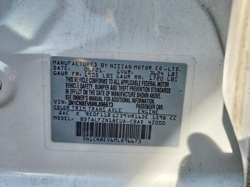 2021 NISSAN VERSA SV SV 12