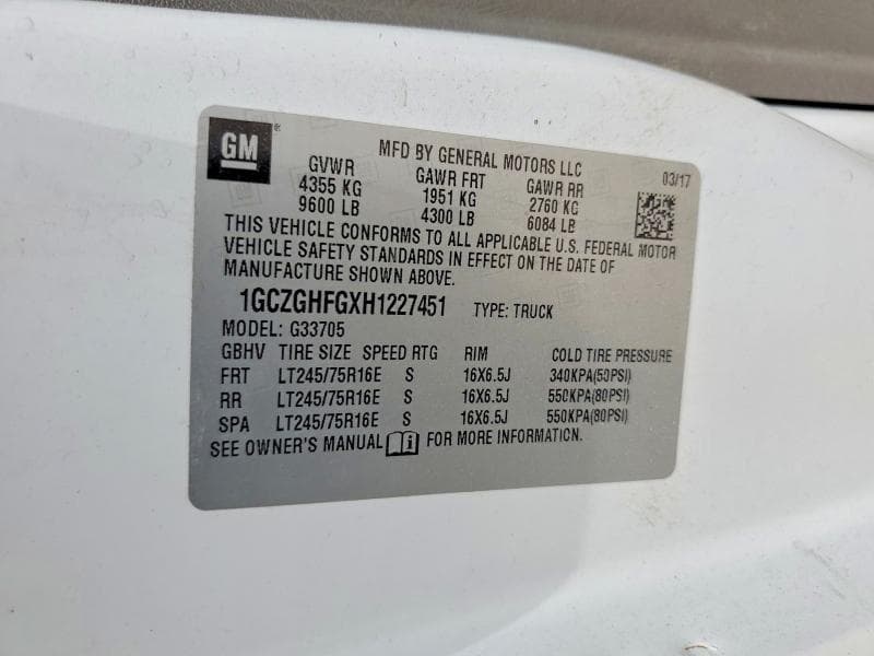 2017 CHEVROLET EXPRESS G3500 12