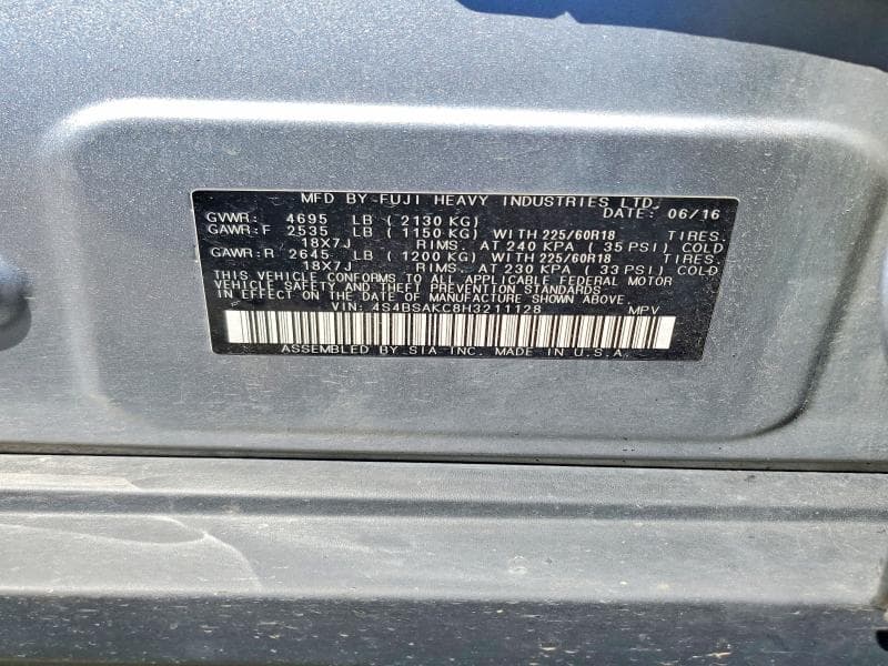 2017 SUBARU OUTBACK 2.5I LIMITED 12