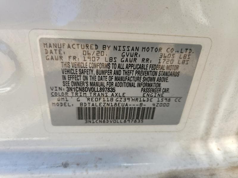 2020 NISSAN VERSA S 12