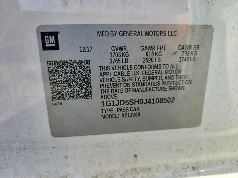 2018 CHEVROLET SONIC LT LT 12