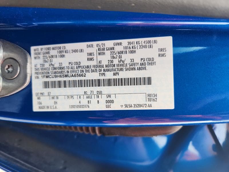 2021 FORD ESCAPE SEL 14