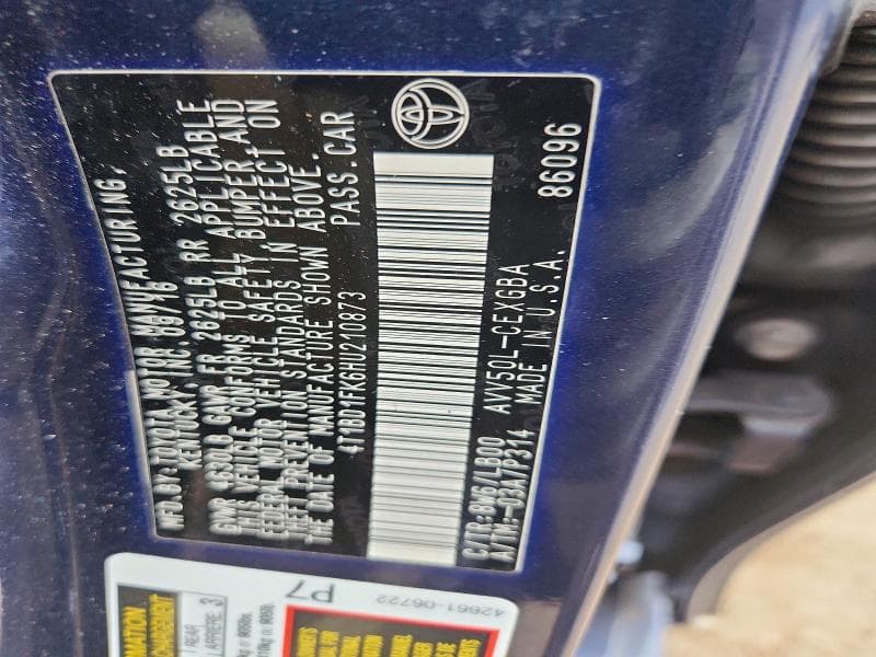 2017 TOYOTA CAMRY HYBRID XLE XLE 12