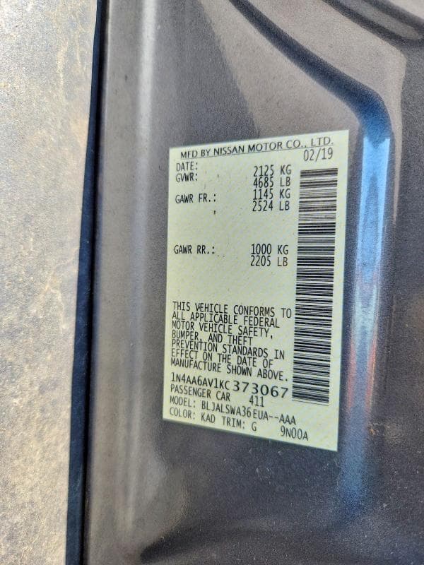 2019 NISSAN MAXIMA 3.5 SR 12